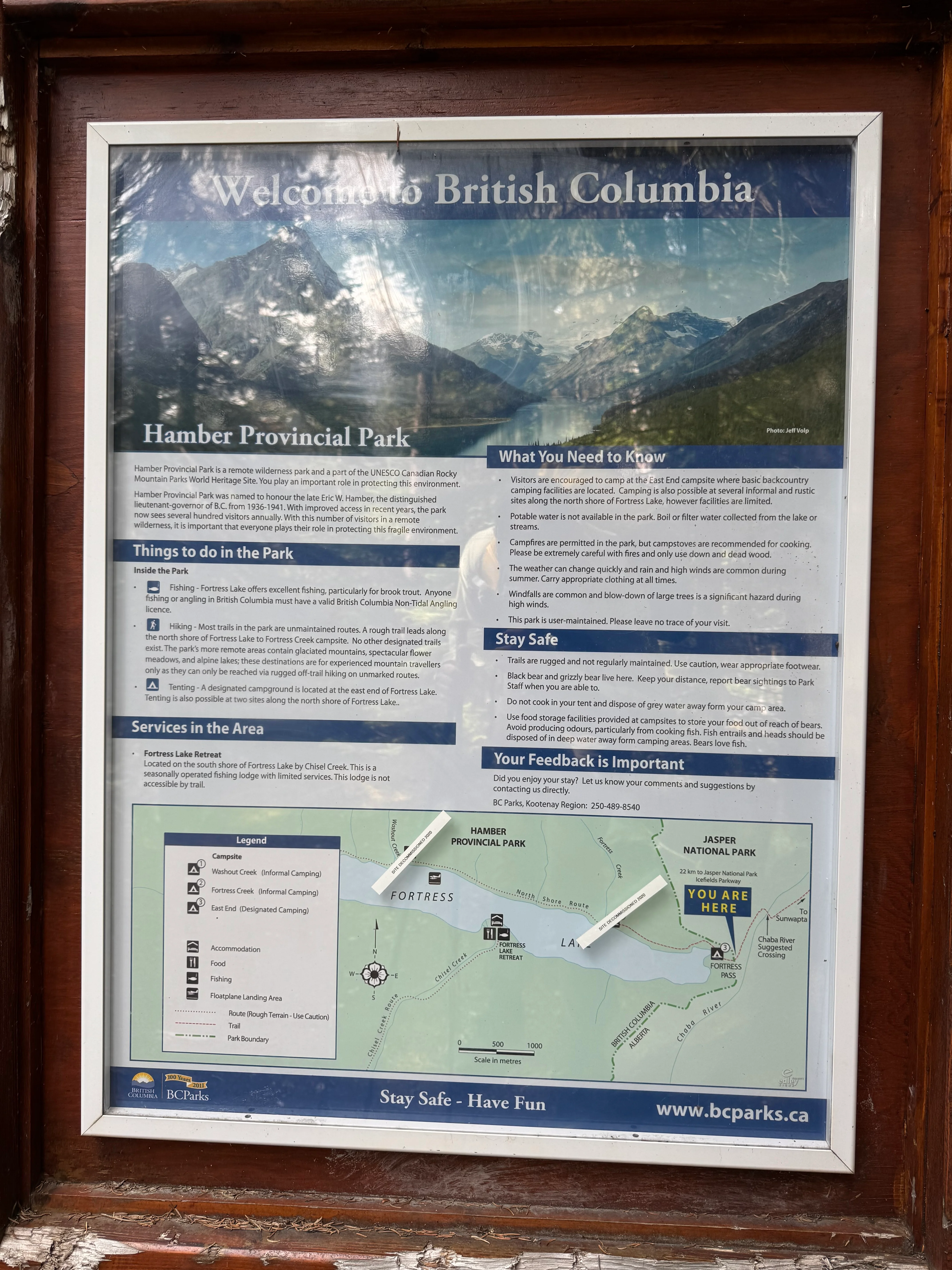 Hamber Provincial Park information stand detail