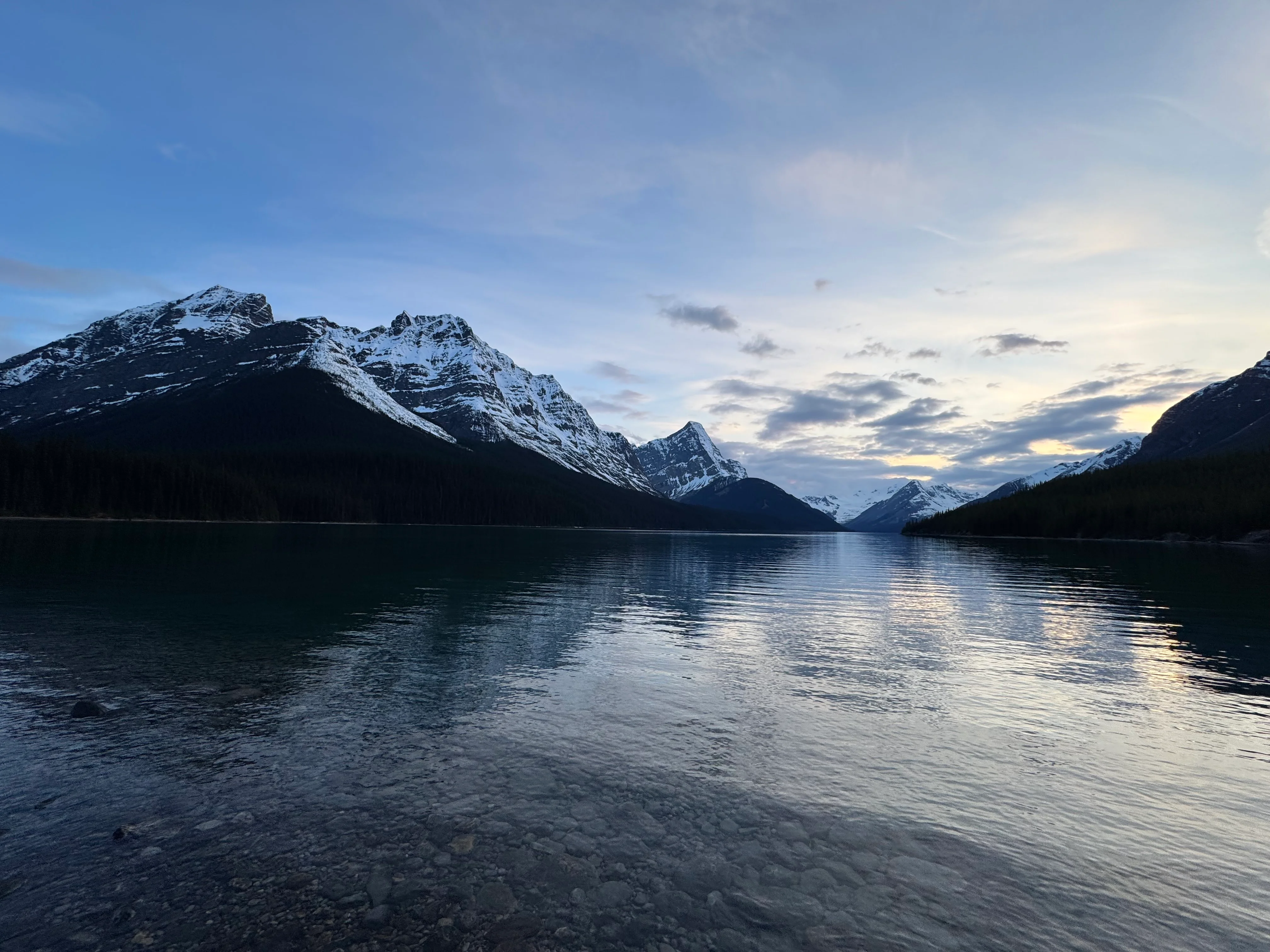 Fortress Lake after sunset with mountains